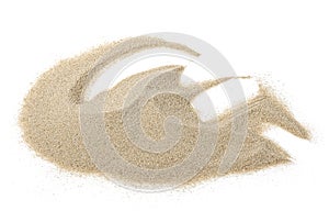 Heap of dry beach sand isolated on white background