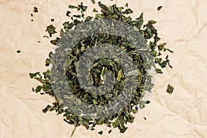 Heap of dry nettle tea leaves