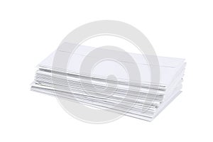 Heap of envelopes isolated on white background with clipping path and copy space