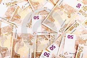 Heap of euro banknotes