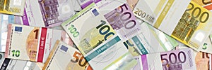 heap of Euro banknotes currency