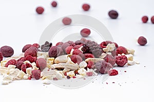 A heap of freeze dried berries and banana