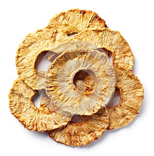 Heap of freeze dried pineapple slices photo