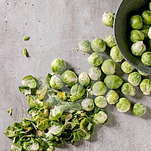 Heap of fresh raw organic brussels sprouts