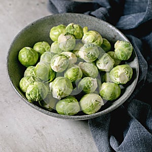 Heap of fresh raw organic brussels sprouts