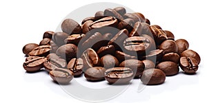 Heap of Fresh Roasted Coffee Beans Isolated on White Background. Generative ai