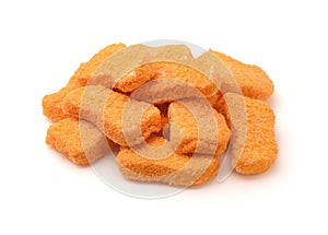 Heap of frozen breaded fish nuggets