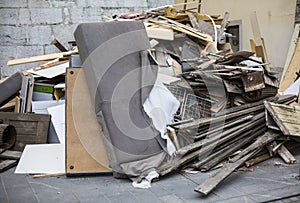 Heap of furniture waste