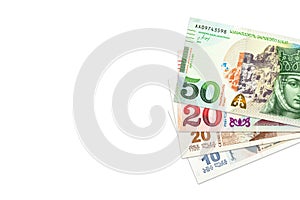 Heap of georgian lari bank notes background