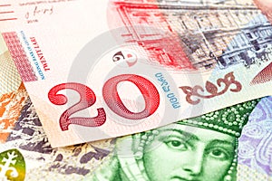 Heap of georgian lari bank notes background