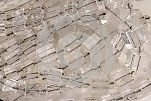 Heap of glass trinkets on sale at street market, Chiavari, Italy