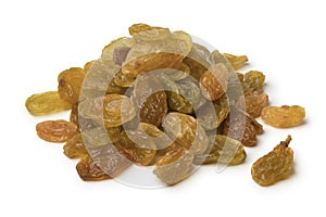 Heap of golden yellow jumbo raisins