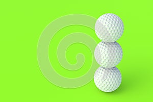 Heap of golf balls on green background. Sports Equipment. Leisure and hobby games. Luxurious tournaments photo