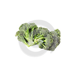 Heap of green raw broccoli, isolated on white