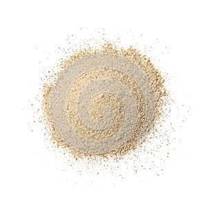 Heap of ground white pepper isolated on white background