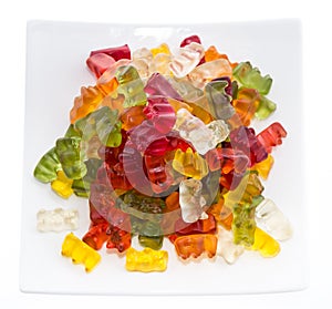 Heap of Gummi Bears on a plate