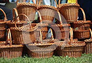 Heap of handmade wicker work basket