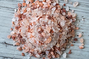 Heap of Himalayan pink salt in crystals