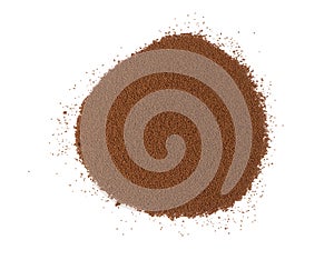 Heap of instant coffee powder isolated on white