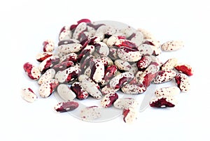 A heap of lima kidney beans on white background