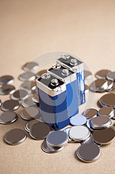 Heap of lithium button cell batteries