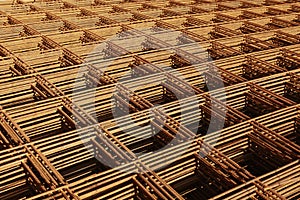 Heap of mesh panels for reinforced concrete