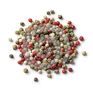 Heap of mixtured red,white and green peppercorn