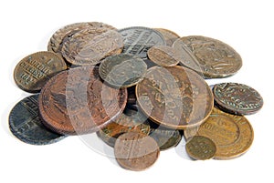 Heap of old copper coins