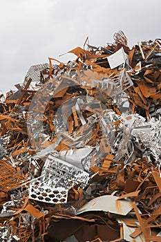 Heap of old rusted metal for recycling