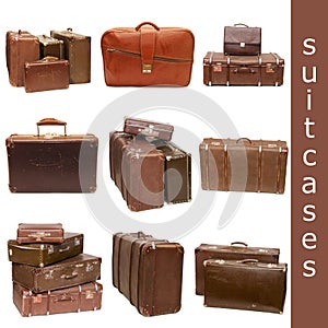 Heap of old suitcases - collage photo