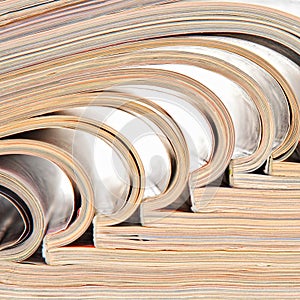 Heap of open magazines