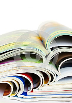 Heap of open magazines