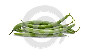 Heap of organic pole peans on white background