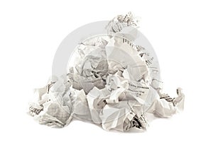 The heap of papers crumpled