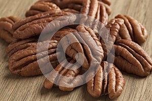 Heap of pecan nuts close up