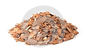 Heap of pine bark mulch chips