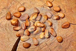 Heap of pine nut close up