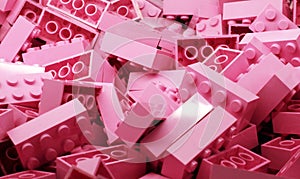 Heap of Pink Toy Bricks