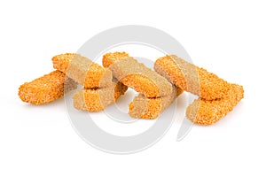 Heap of Raw Fish Sticks Isolated on White