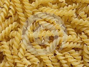 Heap of raw Rotini pasta