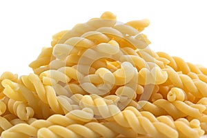 Heap of raw spiral pasta