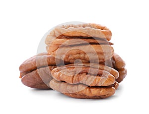 Heap of ripe shelled pecan nuts