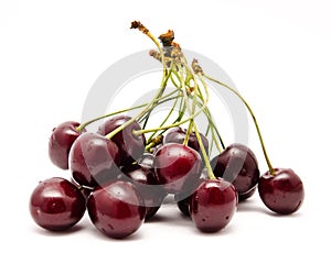 Heap of ripe sweet cherry isolated