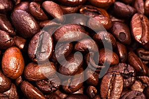 Heap roasted coffee - ingredient of hot beverage.