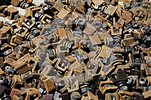 Heap of screw-bolts and nuts