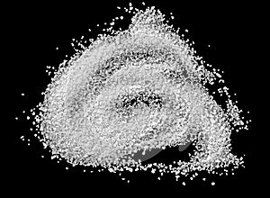 Heap of sea salt isolated on black background