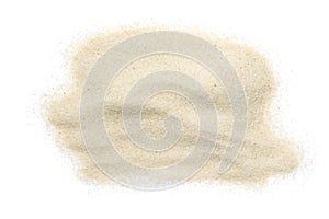 Heap of sifted clean dry beach sand on white background