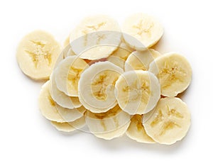 Heap of sliced banana from above