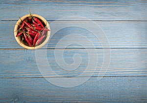 Heap of Small Very Hot Chili Peppers Isolated on White Background