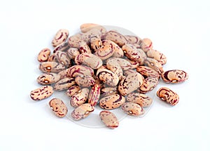 A heap of Speckled kidney beans on white background